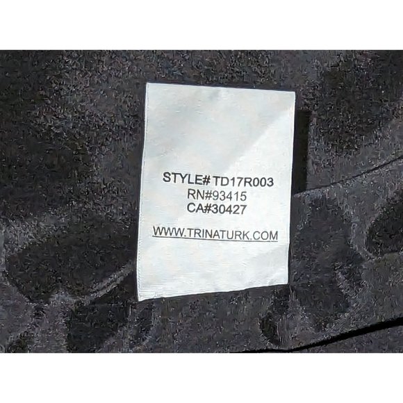 Trina Turk Leona embroidered V-back Sheath‎ black Tiered ruffled sleeves dress 8 - Picture 10 of 10